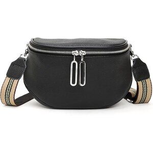💫 Glt.etl Crossbody Bag Women Black Fashion Leather Genuine Belt Waist Pack